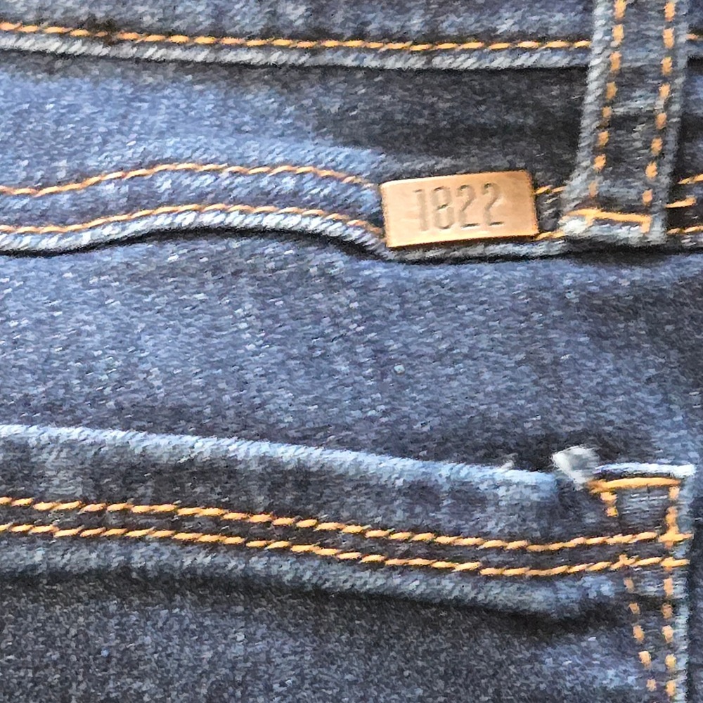 1822 Denim Taylor Ankle Jeans Dark Wash Raw Edge Cuff Cropped Slim Mid - Picture 9 of 12